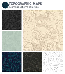 Topographic maps. Attractive isoline patterns, seamless design. Classy tileable background. Vector illustration.