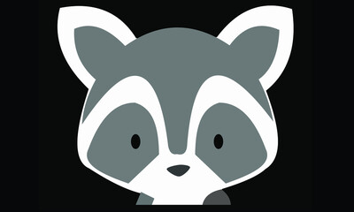flashcard raccoon head cartoon character