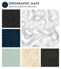Topographic maps. Appealing isoline patterns, seamless design. Awesome tileable background. Vector illustration.