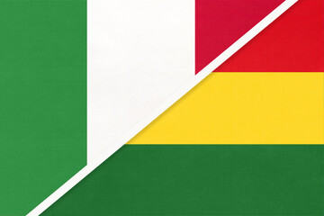 Italy and Bolivia, symbol of two national flags from textile. Championship between two countries.