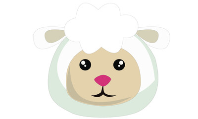 flashcard sheep head cartoon character