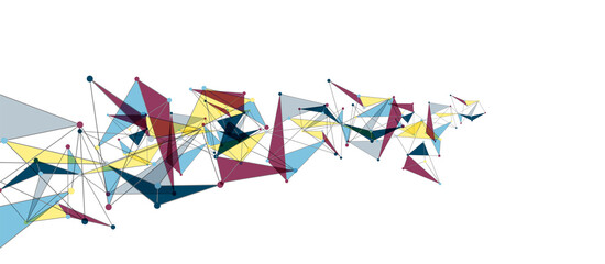 Line points connections, triangular technology design. Abstract geometric background