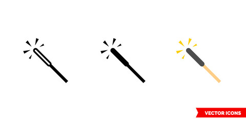 Sparkler icon of 3 types. Isolated vector sign symbol.