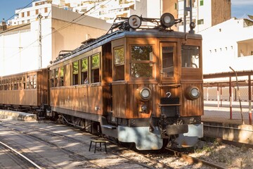 Obraz premium Locomotive on Tren Soller, mallorca