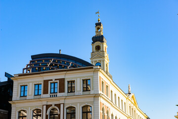Obraz premium It's Riga City Council in the Old Town of Riga. Riga's historical centre is a UNESCO World Heritage Site