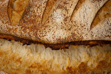 Sourdough bread. Baked homemade sourdough bread. Close up