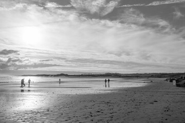 Fototapeta na wymiar Winter beach scene in black and white
