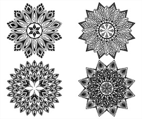 set of mandala elements, black outline pattern.
suitable for decoration, collection, tattoo and coloring book pages etc.