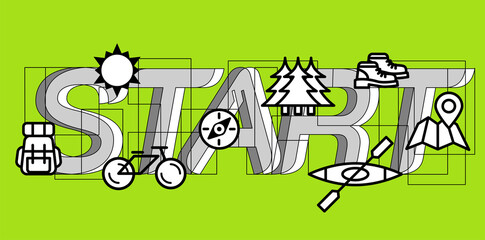 icons set leisure activities in outline design