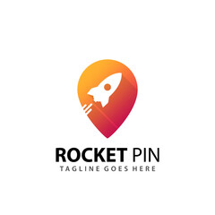 Fototapeta premium Rocket Pin Maps Logo Icon Design Vector Illustration