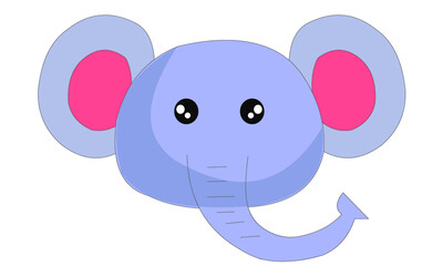 flashcard elephant head cartoon character