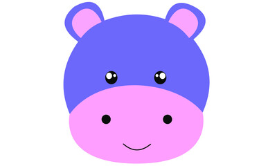Obraz na płótnie Canvas flashcard hippopotamus head cartoon character
