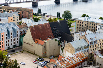 It's Panorama of the city of Riga, Latvia. View from the Saint Peter's church in Riga, Latvia