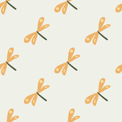 Geometric dragonfly seamless pattern on light background. Cute dragonflies wallpaper.