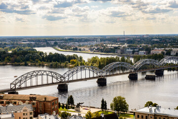 It's Panorama of the city of Riga, Latvia. View from the Saint Peter's church in Riga, Latvia