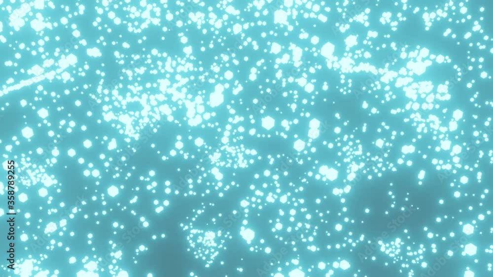 Poster hd video of blue color energy particle floating from top to bottom. abstract technology, science, en