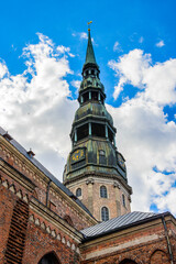 Fototapeta premium It's Cathedral in the Old Town of Riga. Riga's historical centre is a UNESCO World Heritage Site