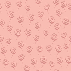 Modern flowers seamless pattern on pink background.