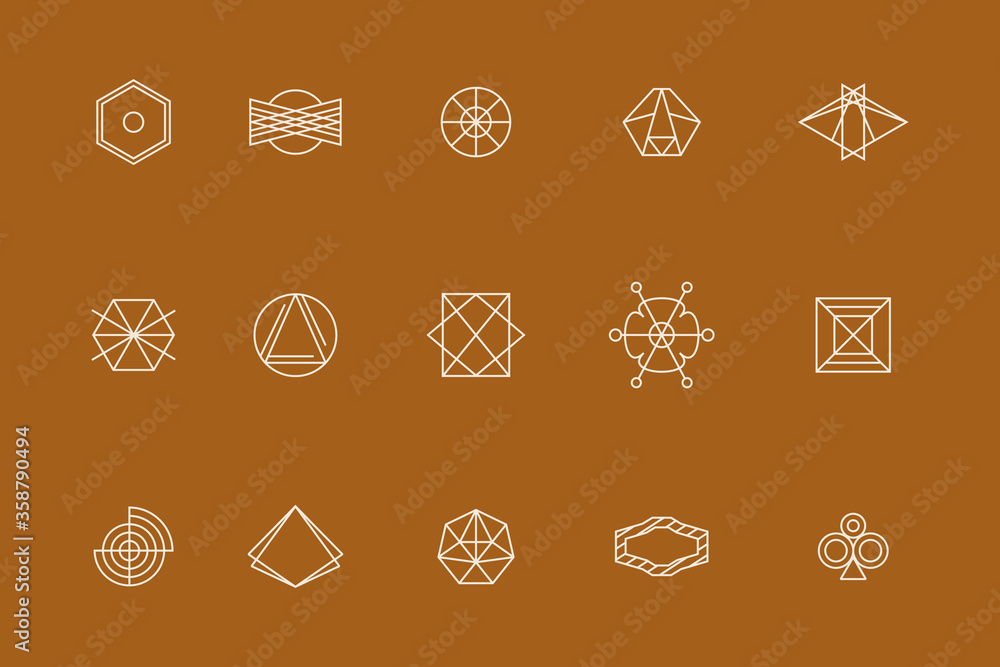 Aufkleber geometric shape linear icon and sign set