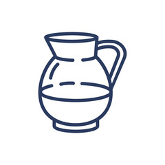 Jug of milk thin line icon. Glass pitcher, jar, drink isolated outline sign. Diary product, farming, organic food concept. Vector illustration symbol element for web design and apps