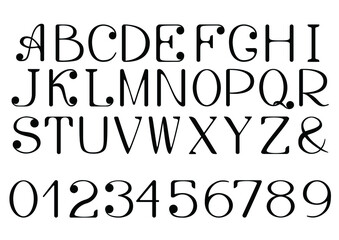 Vector handwritten alphabet & numbers