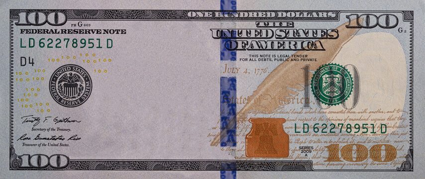 U.S. 100 dollar border with empty middle area