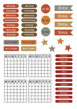 Vektorgrafiken f&uuml;r Bullet Journal Sticker