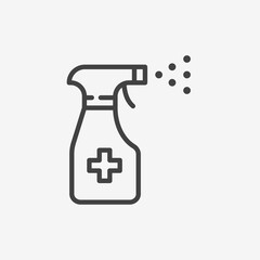 Spray bottle line icon on white background.