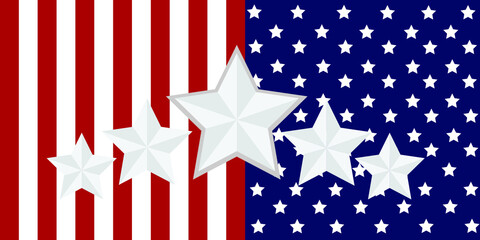 Obraz premium America flag celebration independence day .Colored flag Vector modern pattern with white star.