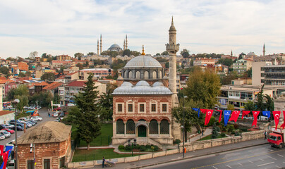 Fototapeta na wymiar Istanbul, Turkey - a country with a strong muslim majority, Turkey has mosques at every corner. Here in particular one of the many wonderful mosques in Istanbul 