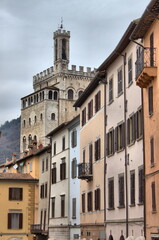 Fototapeta na wymiar Urban scenic of Gubbio with Palace of the Consuls, Italy