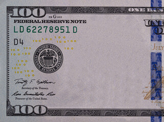 U.S. 100 dollar border with empty middle area