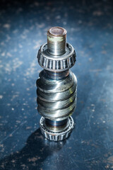 Close up of shiny Worm Gear, Worm And Pinion Gear