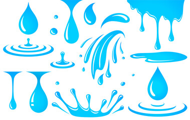 set of water elements, drop and splash - 358795458