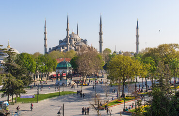 Istanbul, Turkey - also known as the Blue Mosque, the Sultan Ahmed Mosque is located right in front...