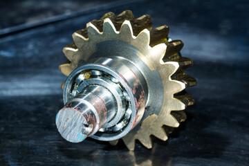 Close up of shiny Worm Gear, Worm And Pinion Gear