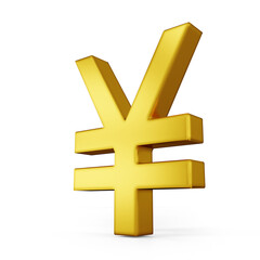 Obraz premium yen icon gold color 3D currency symbols, currency icon right view