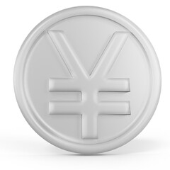 yen icon silver coin color 3D currency symbols, currency icon left view