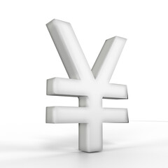 yen icon silver color 3D currency symbols, currency icon left view