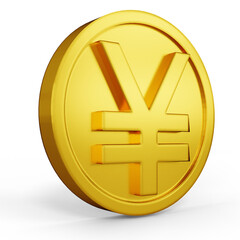 yen icon gold coin color 3D currency symbols, currency icon left view
