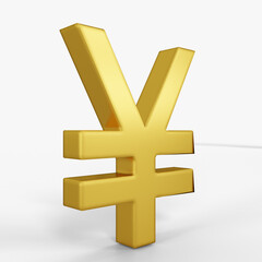 yen icon gold color 3D currency symbols, currency icon left view