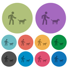 Dog walking color darker flat icons