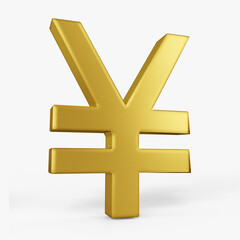 Fototapeta premium yen icon gold color 3D currency symbols, currency icon right view