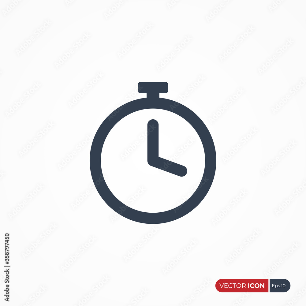 Poster clock icon linear style isolated on white background. flat line vector icon design template element.
