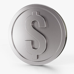 dollar icon silver silver color 3D currency symbols, currency icon front view