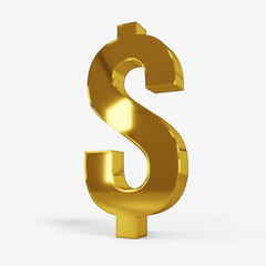 USD dollar icon gold color 3D currency symbols, currency icon right view