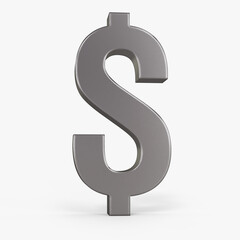 USD dollar icon silver color 3D currency symbols, currency icon front view