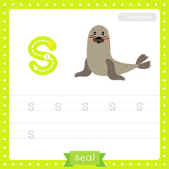 Letter S lowercase tracing practice worksheet of Seal