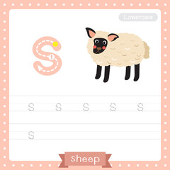 Letter S lowercase tracing practice worksheet of Suffolk Sheep