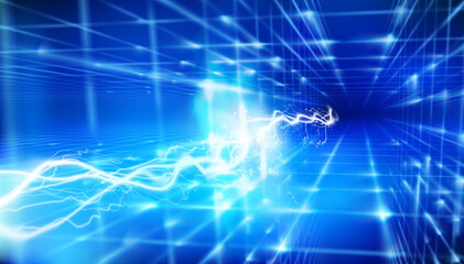virtual data connection. Electrical energy. Heat lighting. Light effects. Vector illustration.